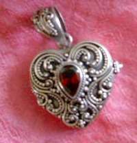 ** New 925 Sterling Silver Heart Pendant with garnet**