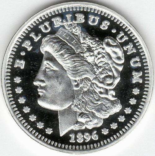 1 gram .999 Fine Silver Round:  1896 Morgan Dollar Design: Art Bullion