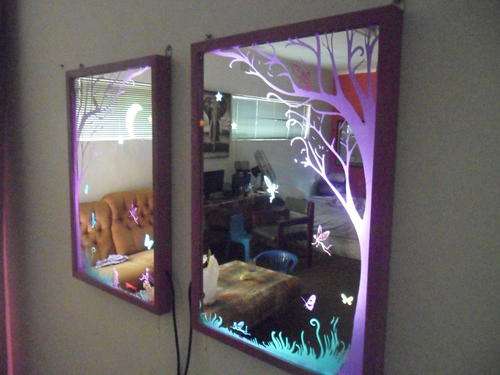 HAND LAZER INGRAVED FAIRY MIRROR WITH LED INSIDE MIRROR FRAME