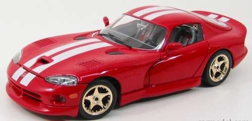DODGE VIPER GTS COUPÉ 1997 RED WHITE STRIPES 1/18 BURAGO