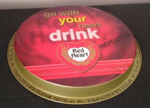 RED HEART RUM METAL TRAY  IN GOOD CONDITION.