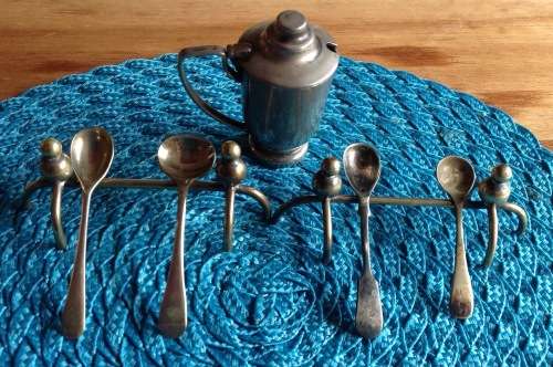 7 PIECES EPNS..NEEDS A CLEAN. GLASS IINNER IN MUSTARD POT IS NOT ORIGINAL. POST R 65.