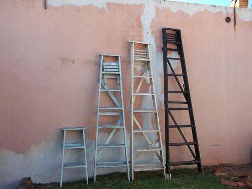 4 OLD WOODEN STEP LADDERS. IN GOOD CONDITION FOR COLLECTION