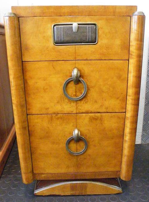 Jiranek Streamline design walnut art deco bedside cabinet