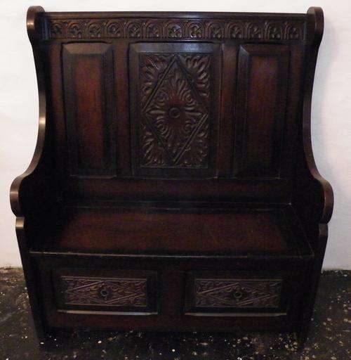 1920's English oak Monks bench