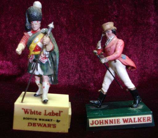 Rare Vintage Advertising Johnnie Walker & White Label Scotch Whisky figurines, Johnnie Walker