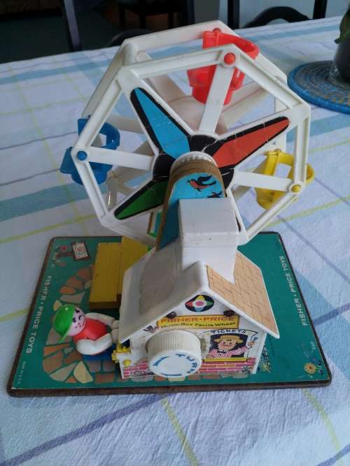 2 Vintage Fisher Price wind up toys - record player and ferris wheel