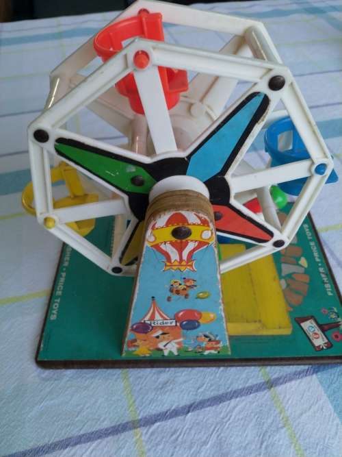 2 Vintage Fisher Price wind up toys - record player and ferris wheel