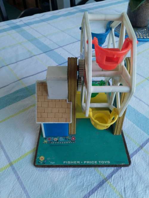 2 Vintage Fisher Price wind up toys - record player and ferris wheel