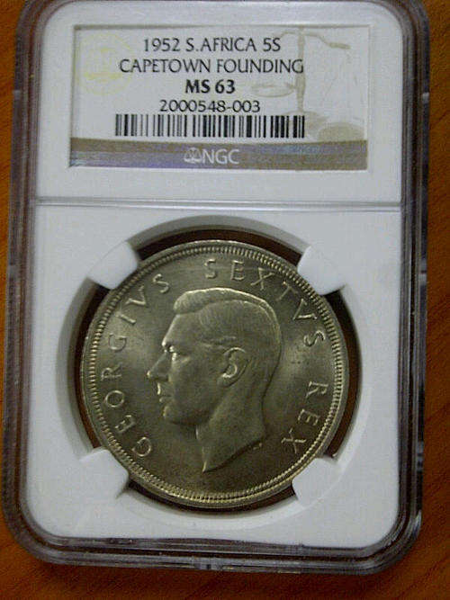 1952 5 SHILLING MS 63 NGC GRADED