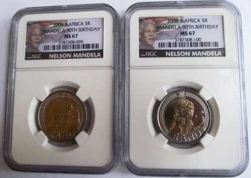 2008 Mandela 90th Birthday MS 67 - Consecutive numbers 099/100 set