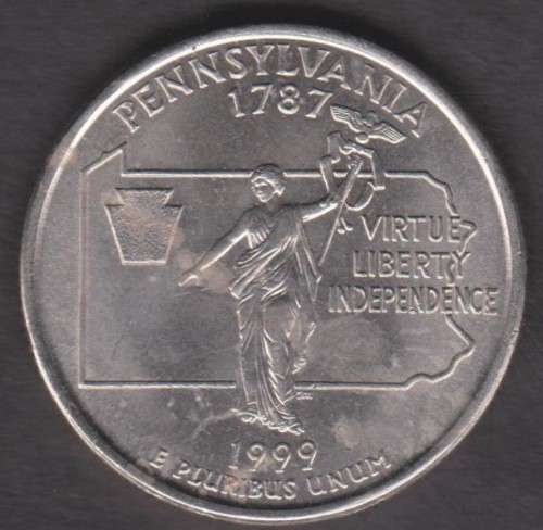 1999  AMERICAN - PENNSYLVANIA 1787 STATE QUARTER DOLLAR
