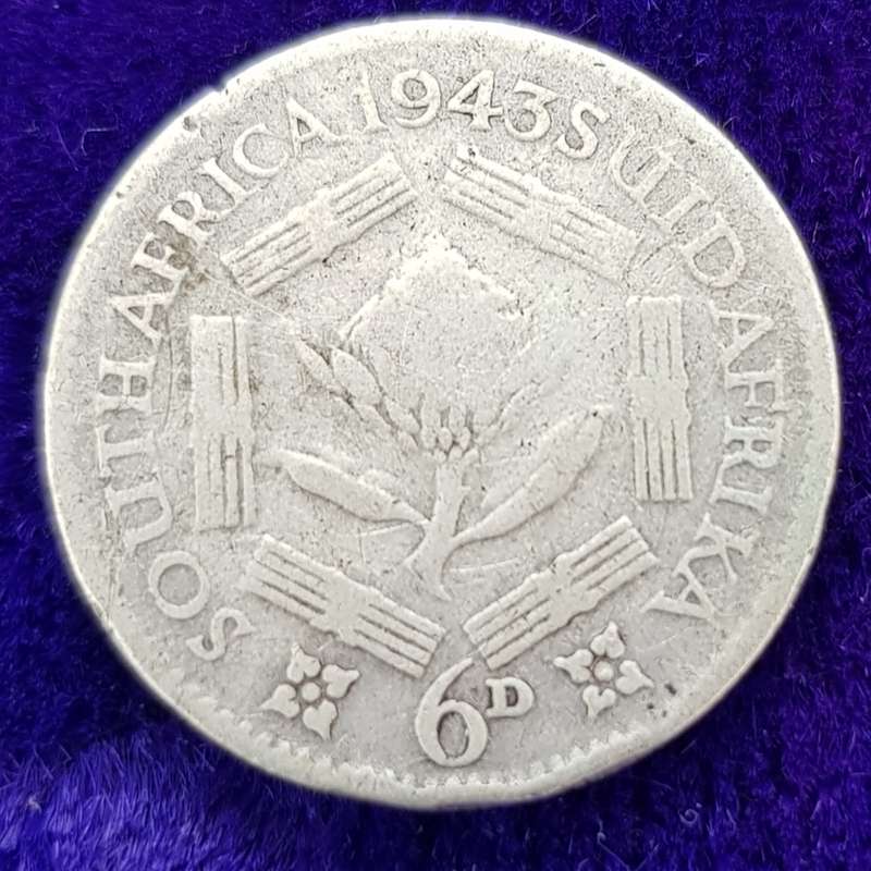 1943 6D coin SA: 0.800 Silver