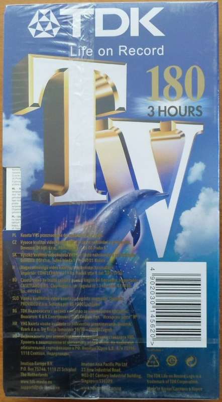 TDK Blank VHS 3 Hour Video Cassette