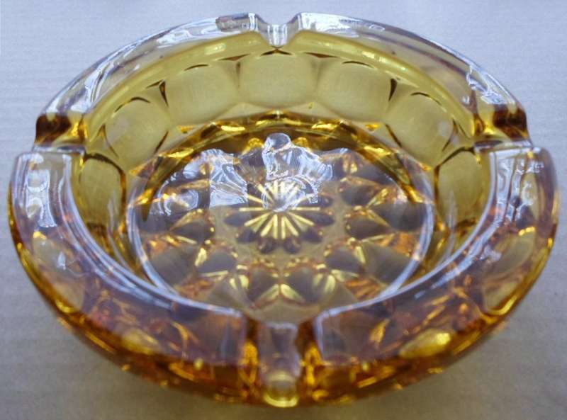 Glass Pattern Ashtray Pair