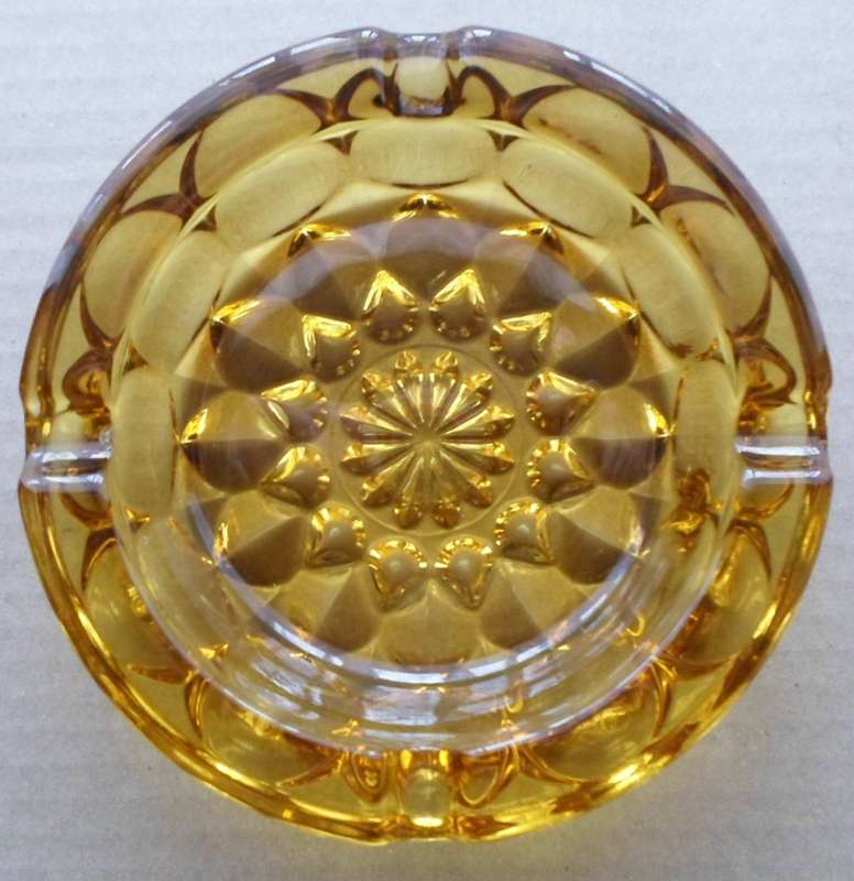 Glass Pattern Ashtray Pair