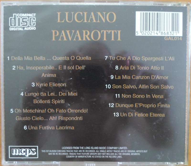 Luciano Pavarotti - Tenor Masterpieces Volume One
