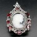 VINTAGE STYLE SPESSARTITE GARNET & MARCASITE CAMEO PENDANT