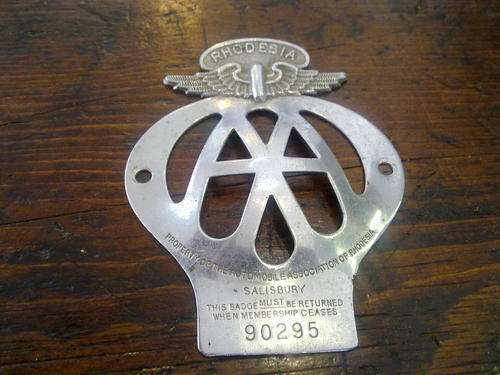 An AA Rhodesia car badge