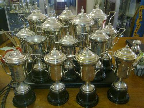 A lot of 14 large and medium trophy's