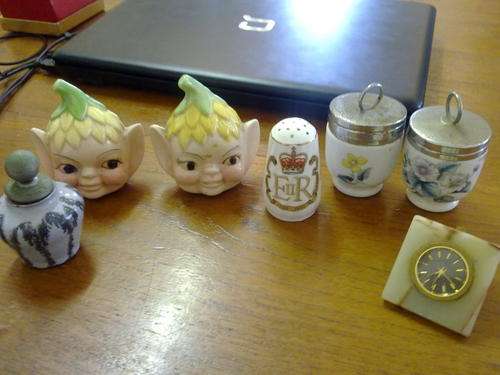 Pixie salt and peppers onyx desk clock and other