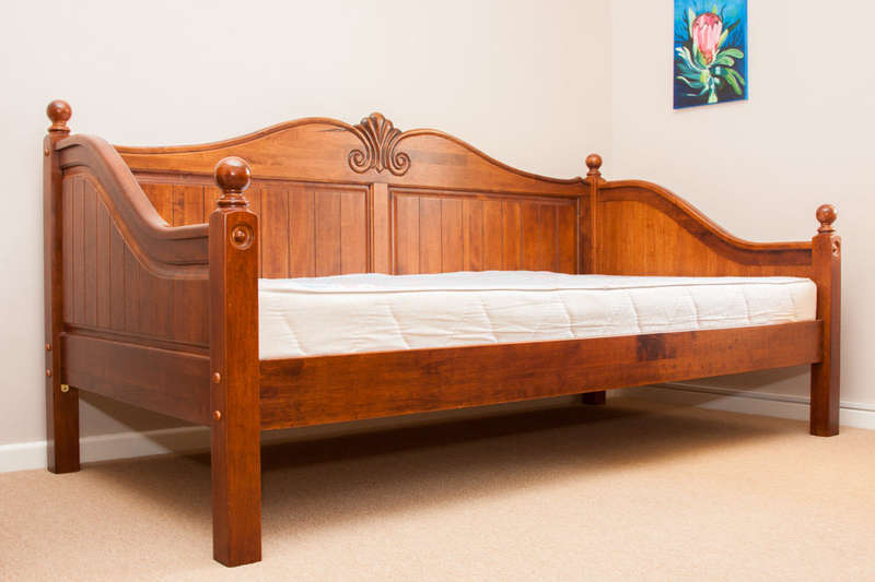 Single Day Bed with Mattress - Imported Ornate Solid Wood