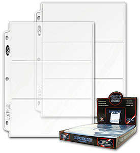 BCW Polypropylene Pages - 3 Currency Pockets(no PVC)