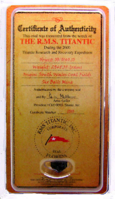 TITANIC COAL MINI CERTIFICATE OF AUTHENTICITY
