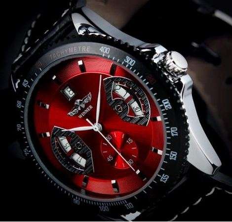 Luxury Automatic Mechanical Date Mens Leather Wrist Military Watch