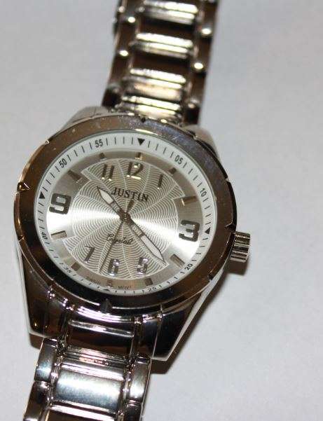 Silver Justin mens watch timep collection swiss movement
