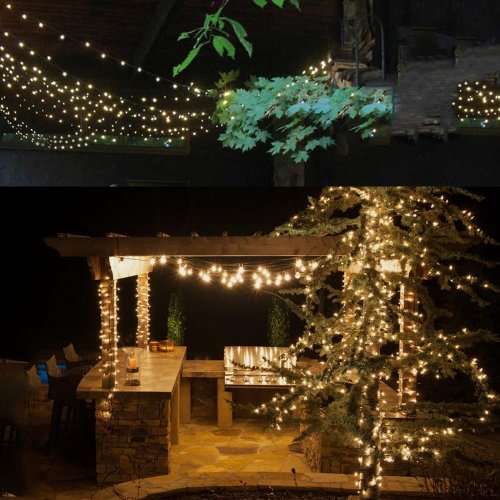 Garden Decorations Solar Lights 72 ft 200 LED Fairy Lights, Ambiance Lighting Christmas Lights Roof