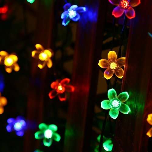Christmas lights Decorations Solar String Lights 50 LED 21ft 8 Modes Blossom Flower Garden