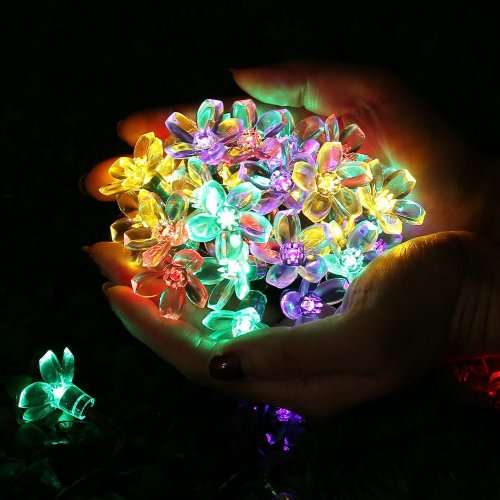Christmas lights Decorations Solar String Lights 50 LED 21ft 8 Modes Blossom Flower Garden