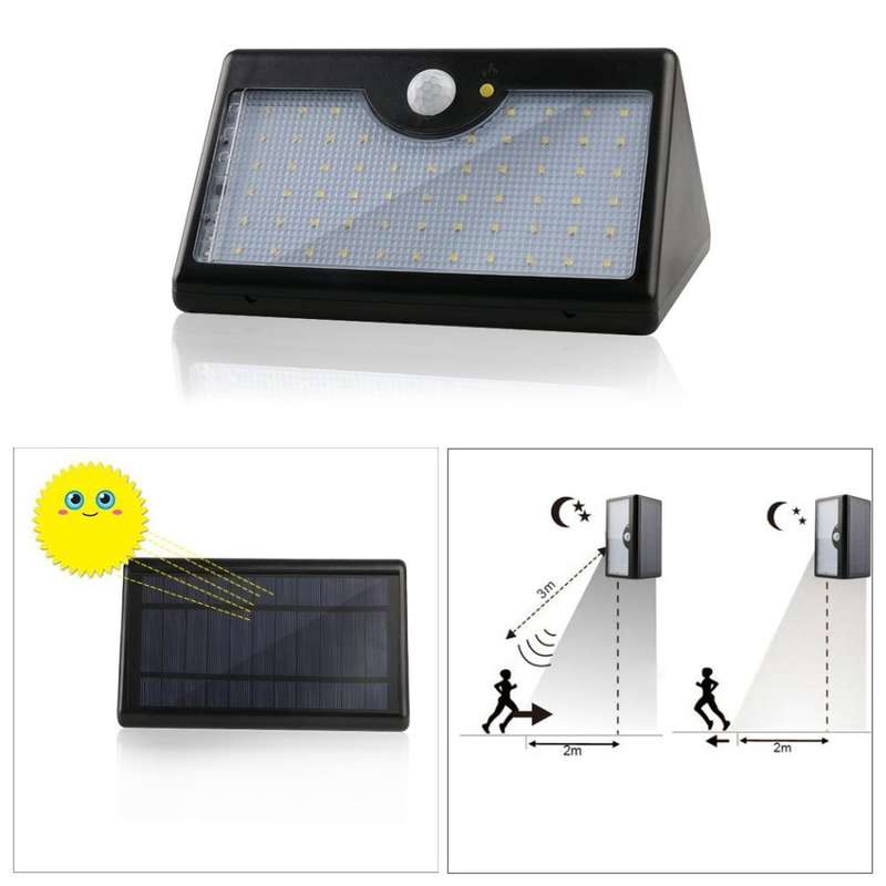 60LED Solar Light Waterproof Outdoor Street Lamp Wall Lamp Lawn Light for Garden Driveway Porch