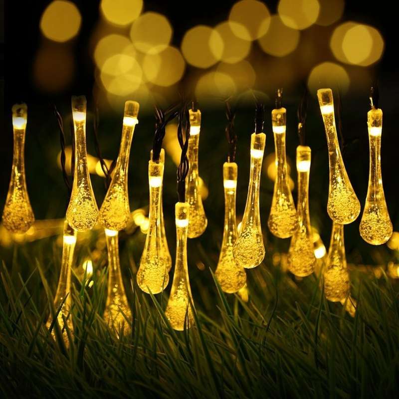 Solar String Lights 30 LED 6.5M 8 Modes Water Drop Garden Christmas lights Decorations