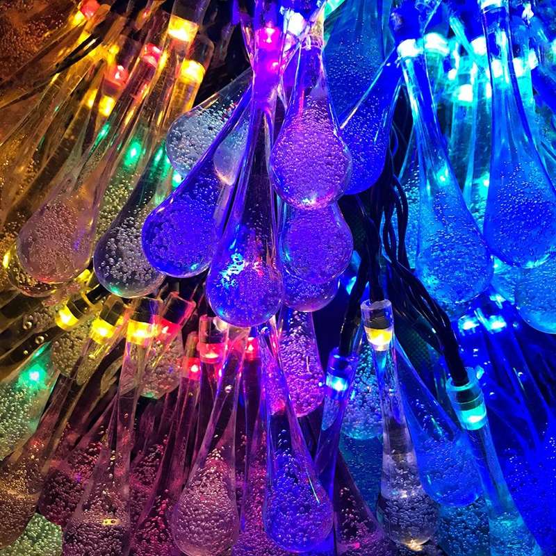 Solar String Lights 30 LED 6.5M 8 Modes Water Drop Garden Christmas lights Decorations