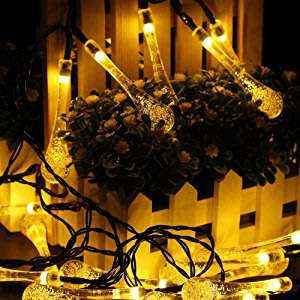 Solar String Lights 30 LED 6.5M 8 Modes Water Drop Garden Christmas lights Decorations