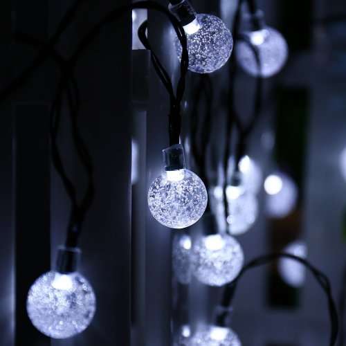 Globe Solar String Lights, 30 LED Fairy Crystal Ball Christmas Lights, Outdoor Decorative