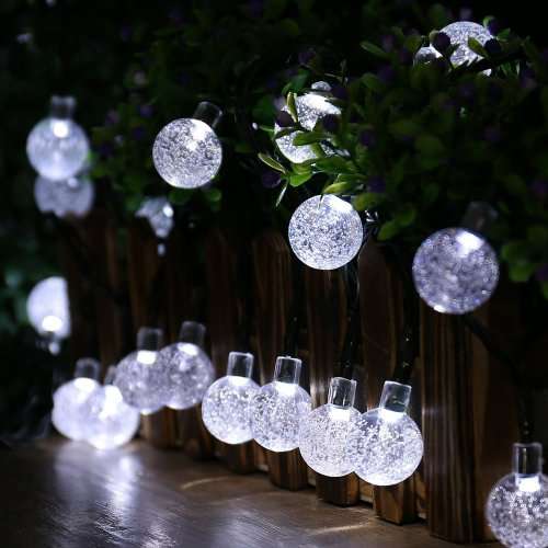 Globe Solar String Lights, 30 LED Fairy Crystal Ball Christmas Lights, Outdoor Decorative