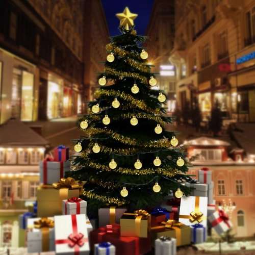 Globe Solar String Lights, 30 LED Fairy Crystal Ball Christmas Lights, Outdoor Decorative