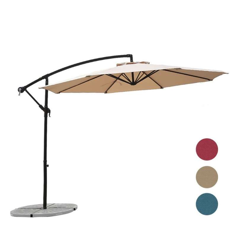 10' Offset Cantilever Patio Umbrella, Outdoor Hanging Umbrella with Cross Base
