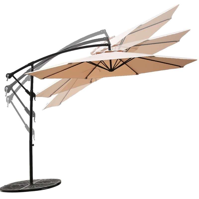 10' Offset Cantilever Patio Umbrella, Outdoor Hanging Umbrella with Cross Base