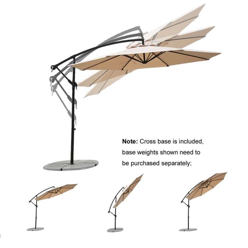 10' Offset Cantilever Patio Umbrella, Outdoor Hanging Umbrella with Cross Base