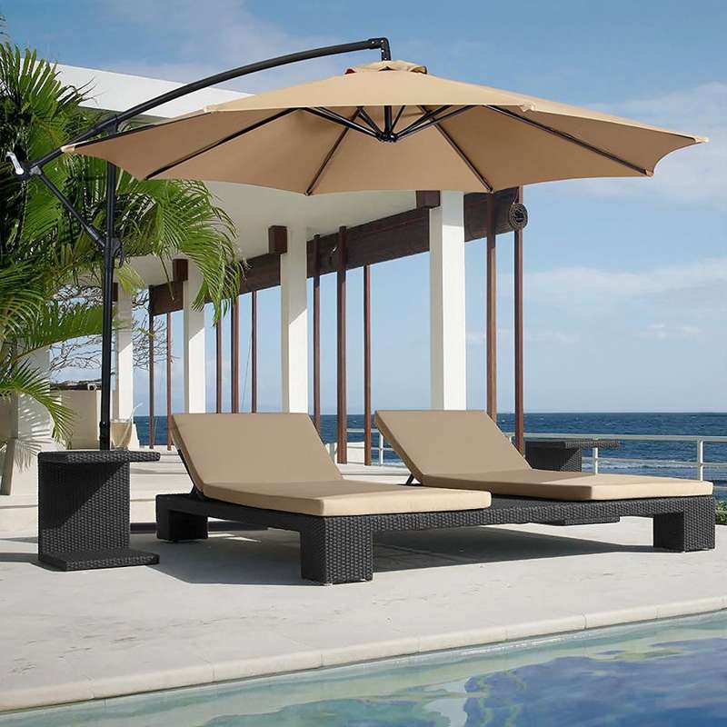 10' Offset Cantilever Patio Umbrella, Outdoor Hanging Umbrella with Cross Base