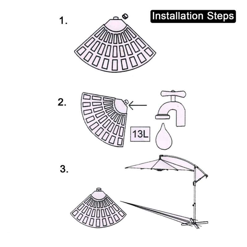 4Pcs 13L Fan Shaped Water Filled Umbrella Base Suitable for All Kinds of Cross Tiles (Black)