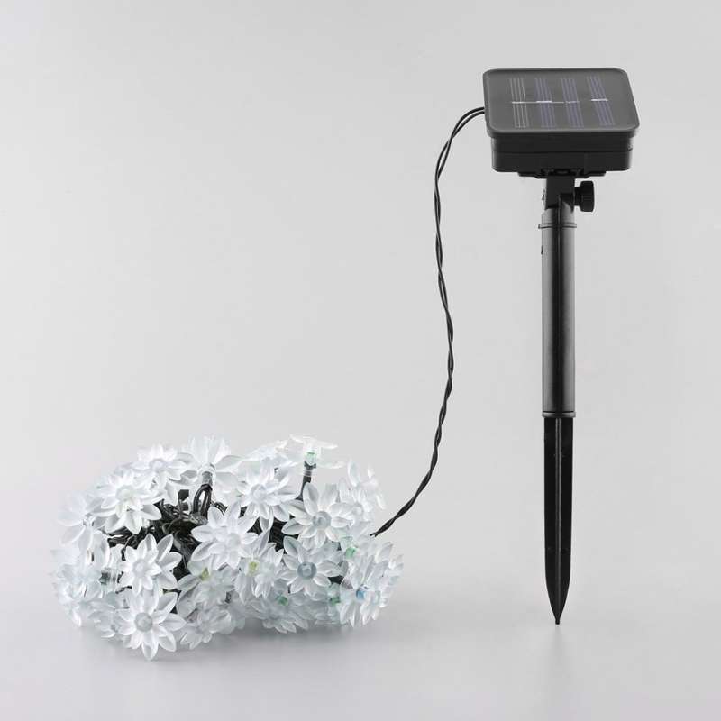 Solar Fairy String Lights 6.5M 30Leds Led Double Lotus Flower Lights for Outdoor Garden Patio