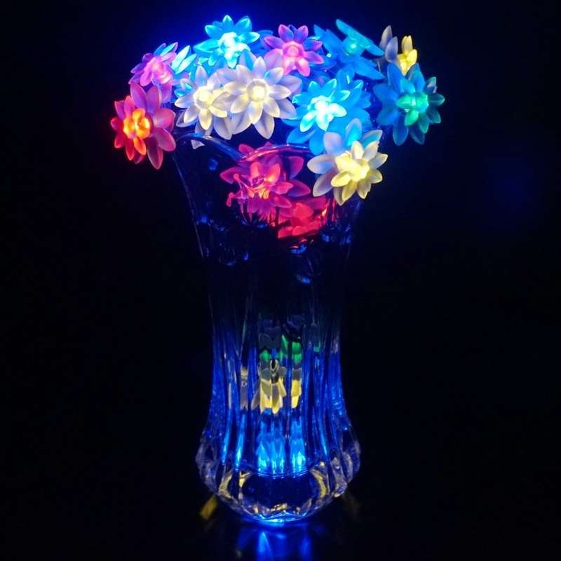 Solar Fairy String Lights 6.5M 30Leds Led Double Lotus Flower Lights for Outdoor Garden Patio