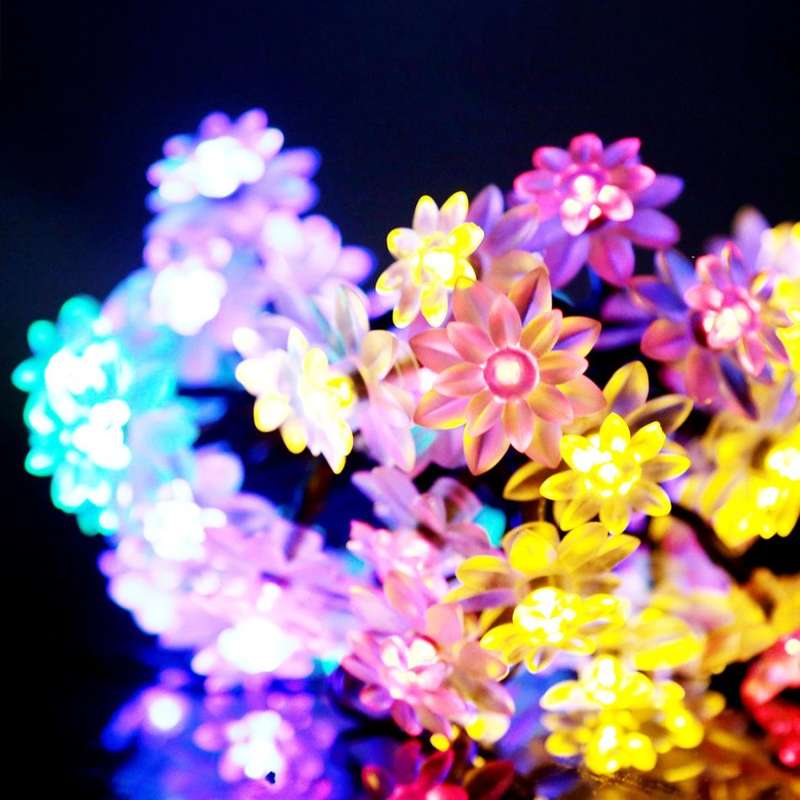 Solar Fairy String Lights 6.5M 30Leds Led Double Lotus Flower Lights for Outdoor Garden Patio