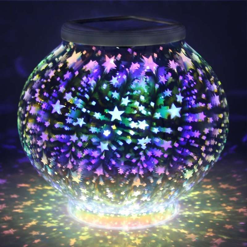 Christmas Lights Color Changing Solar Light Crystal Glass for for Out/Indoor Decorations (Stars)