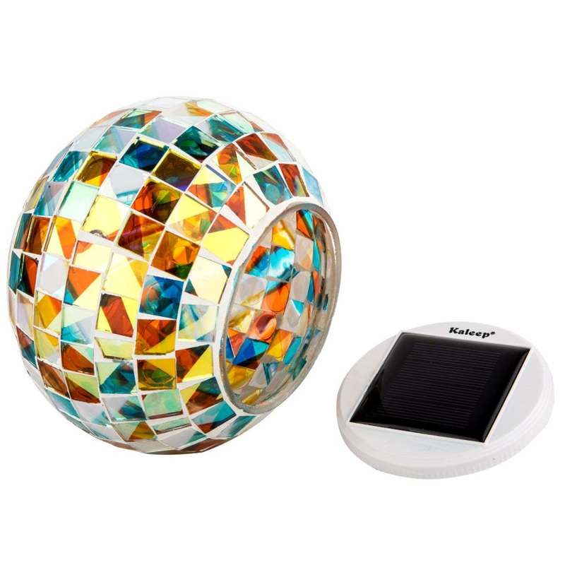 Solar Color Changing Light Mosaic Glass Table Lamps Yard Patio Halloween Christmas Decorations, Gift